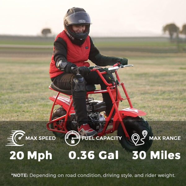 FRP GMB100 Mini Bike 99cc 4-stroke Adult Mini Bike For Explorers Gasoline-powered Mini Off-road Bike Motocross Weight Support Up To 220 Lbs 20 Mph No Light And Neck Gaiter - Image 14