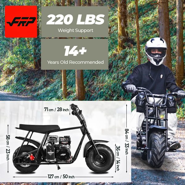 FRP GMB100 Mini Bike 99cc 4-stroke Adult Mini Bike For Explorers Gasoline-powered Mini Off-road Bike Motocross Weight Support Up To 220 Lbs 20 Mph No Light And Neck Gaiter - Image 9