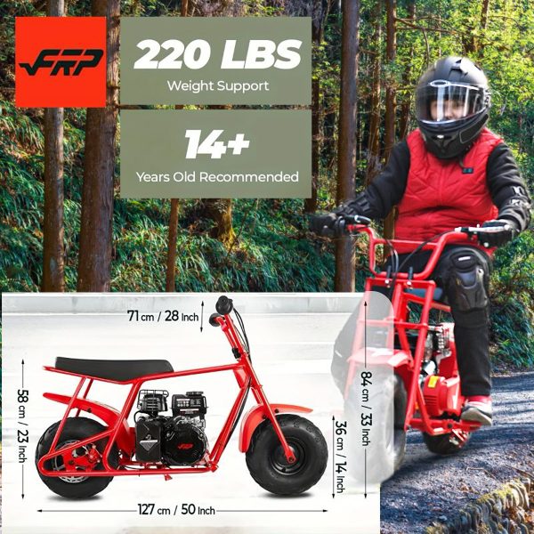 FRP GMB100 Mini Bike 99cc 4-stroke Adult Mini Bike For Explorers Gasoline-powered Mini Off-road Bike Motocross Weight Support Up To 220 Lbs 20 Mph No Light And Neck Gaiter - Image 4