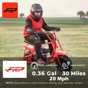 FRP GMB100 Mini Bike 99cc 4-stroke Adult Mini Bike For Explorers Gasoline-powered Mini Off-road Bike Motocross Weight Support Up To 220 Lbs 20 Mph No Light And Neck Gaiter