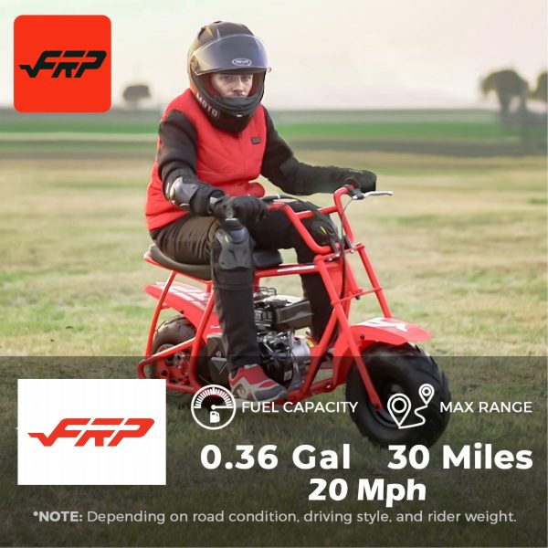 FRP GMB100 Mini Bike 99cc 4-stroke Adult Mini Bike For Explorers Gasoline-powered Mini Off-road Bike Motocross Weight Support Up To 220 Lbs 20 Mph No Light And Neck Gaiter