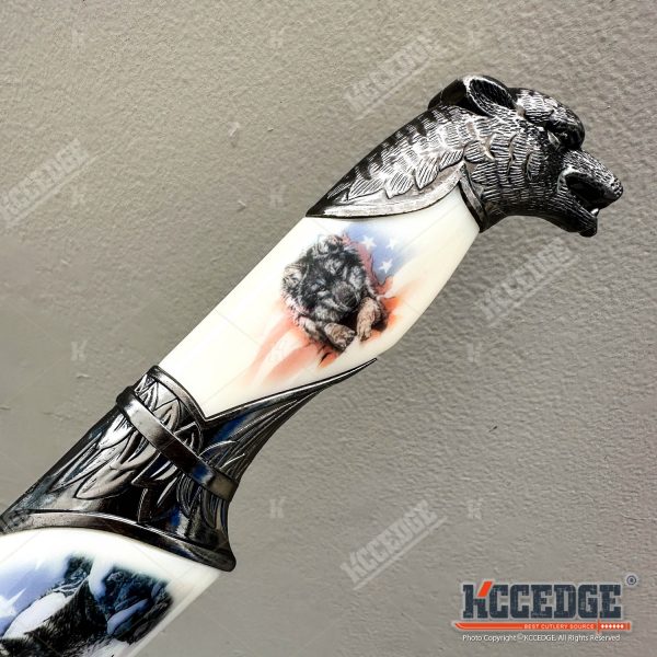 13.25" Wolf Head Pommel Collectible Knife with Non-Sharpened Stainless Steel Blade w/ Scabbard, Fantasy Gift Souvenir Knife, Home Decor Display Collectibles - Image 12