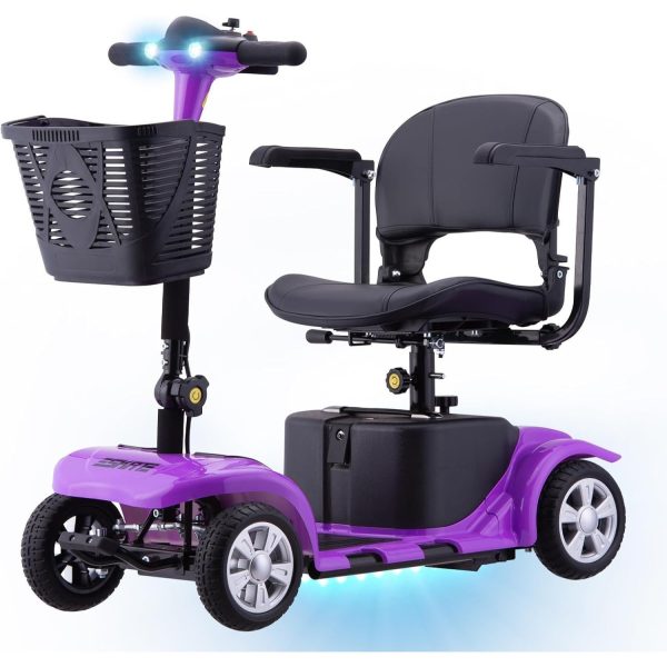 Elders' [Best Choice] 4 - Wheel Electric Mobility Scooter - Lightweight, Portable, Tool - Free Assembly, w/ LED Lights & Basket, Plane - Friendly, Safe & Comfortable Travel Aid for Seniors, Incl. Charger - Perfect Senior Gift! - Image 8
