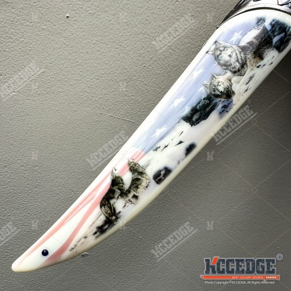 13.25" Wolf Head Pommel Collectible Knife with Non-Sharpened Stainless Steel Blade w/ Scabbard, Fantasy Gift Souvenir Knife, Home Decor Display Collectibles - Image 11