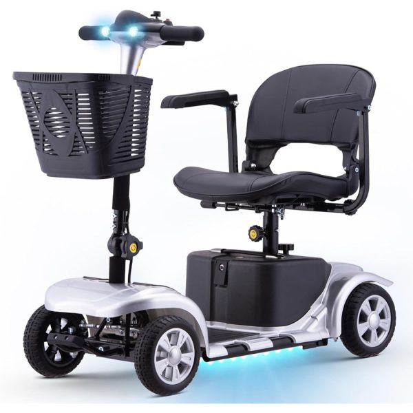 Elders' [Best Choice] 4 - Wheel Electric Mobility Scooter - Lightweight, Portable, Tool - Free Assembly, w/ LED Lights & Basket, Plane - Friendly, Safe & Comfortable Travel Aid for Seniors, Incl. Charger - Perfect Senior Gift! - Image 6