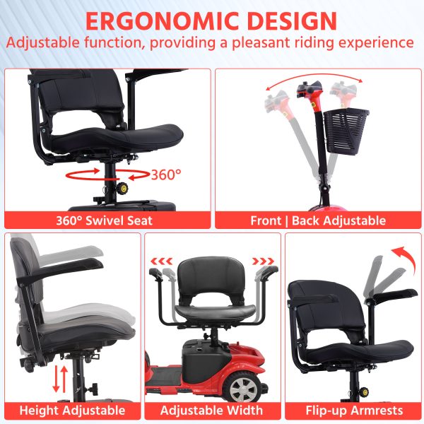 Elders' [Best Choice] 4 - Wheel Electric Mobility Scooter - Lightweight, Portable, Tool - Free Assembly, w/ LED Lights & Basket, Plane - Friendly, Safe & Comfortable Travel Aid for Seniors, Incl. Charger - Perfect Senior Gift! - Image 21