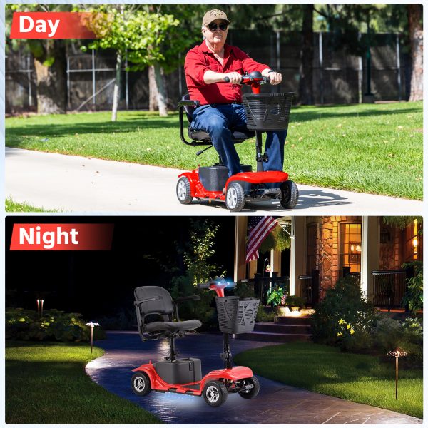 Elders' [Best Choice] 4 - Wheel Electric Mobility Scooter - Lightweight, Portable, Tool - Free Assembly, w/ LED Lights & Basket, Plane - Friendly, Safe & Comfortable Travel Aid for Seniors, Incl. Charger - Perfect Senior Gift! - Image 18