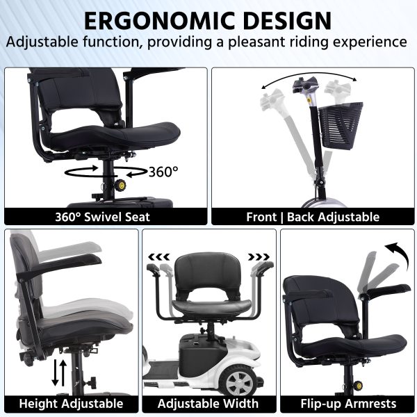 Elders' [Best Choice] 4 - Wheel Electric Mobility Scooter - Lightweight, Portable, Tool - Free Assembly, w/ LED Lights & Basket, Plane - Friendly, Safe & Comfortable Travel Aid for Seniors, Incl. Charger - Perfect Senior Gift! - Image 27