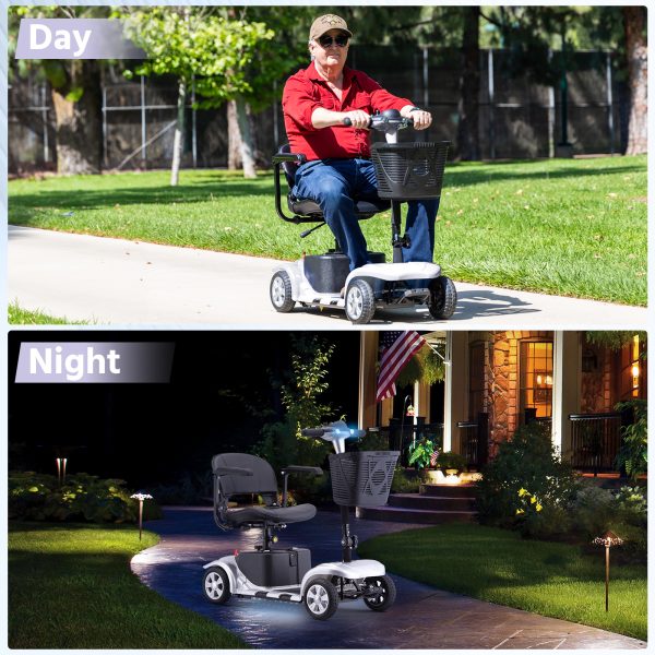 Elders' [Best Choice] 4 - Wheel Electric Mobility Scooter - Lightweight, Portable, Tool - Free Assembly, w/ LED Lights & Basket, Plane - Friendly, Safe & Comfortable Travel Aid for Seniors, Incl. Charger - Perfect Senior Gift! - Image 23