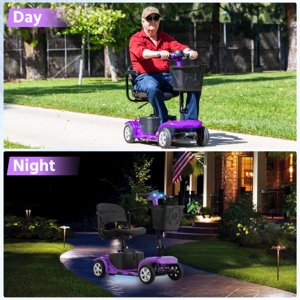 Elders' [Best Choice] 4 - Wheel Electric Mobility Scooter - Lightweight, Portable, Tool - Free Assembly, w/ LED Lights & Basket, Plane - Friendly, Safe & Comfortable Travel Aid for Seniors, Incl. Charger - Perfect Senior Gift! - Image 11