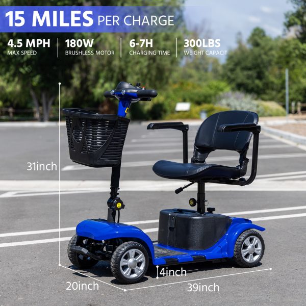Elders' [Best Choice] 4 - Wheel Electric Mobility Scooter - Lightweight, Portable, Tool - Free Assembly, w/ LED Lights & Basket, Plane - Friendly, Safe & Comfortable Travel Aid for Seniors, Incl. Charger - Perfect Senior Gift! - Image 3