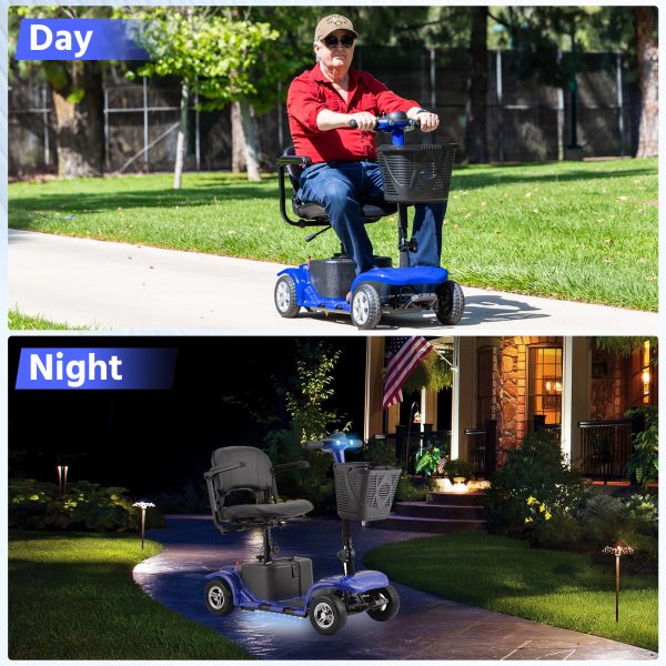 Elders' [Best Choice] 4 - Wheel Electric Mobility Scooter - Lightweight, Portable, Tool - Free Assembly, w/ LED Lights & Basket, Plane - Friendly, Safe & Comfortable Travel Aid for Seniors, Incl. Charger - Perfect Senior Gift! - Image 2