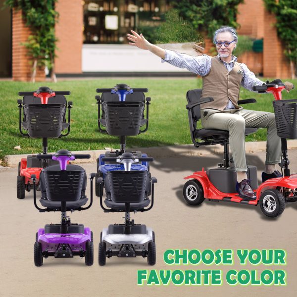 Comfortable & Convenient 10 Miles Long Range 4 Wheel Electric Mobility Scooter w/180W Motor for Seniors, Assemble Required, Up to 300Lbs Capacity, SILVER with Baskets - Image 8