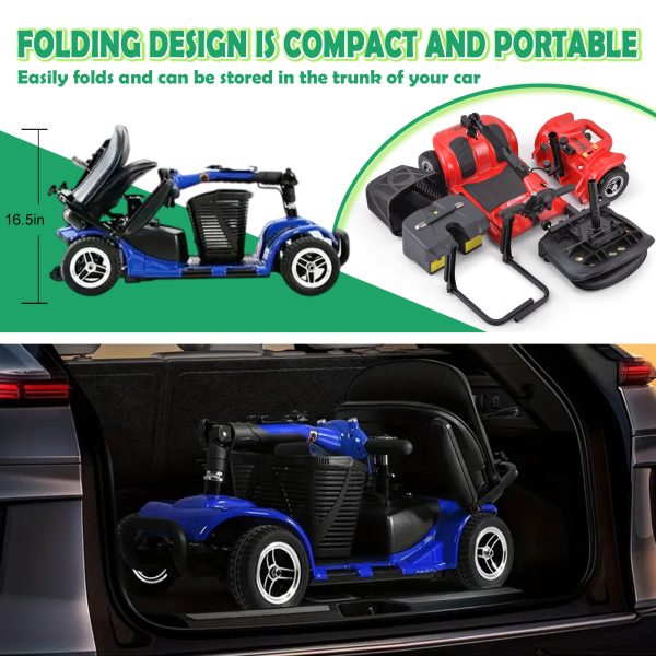 Comfortable & Convenient 10 Miles Long Range 4 Wheel Electric Mobility Scooter w/180W Motor for Seniors, Assemble Required, Up to 300Lbs Capacity, SILVER with Baskets - Image 6