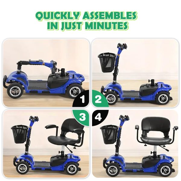 Comfortable & Convenient 10 Miles Long Range 4 Wheel Electric Mobility Scooter w/180W Motor for Seniors, Assemble Required, Up to 300Lbs Capacity, SILVER with Baskets - Image 5