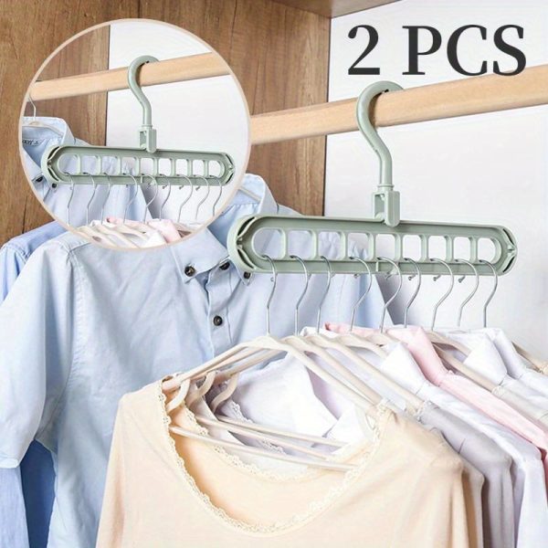 1/2/3pcs Heavy Duty Foldable Plastic Hanger Set - 9-Hole Space Saver For Closet, Wardrobe, Home & Dorm - Premium Organizer, Durable & Versatile Storage Solution - For Homeowners & Students - Ideal for Organizing Clothes & Accessories - Image 7