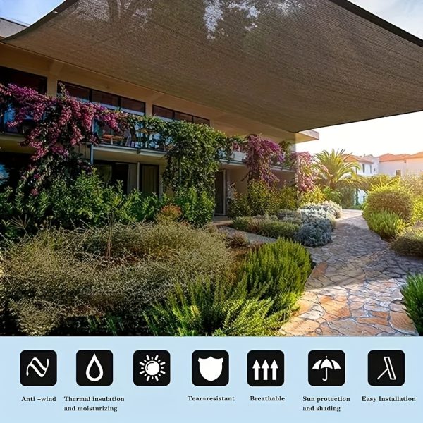 1pc Brown Sunshade Net, 90% UV Block Polyester Fabric, 81-90% Shading Rate, Durable Plastic Material, Ideal for Garden Terraces, Greenhouses, Outdoor Pavilions, Dog Houses, Chicken Coops - Image 2