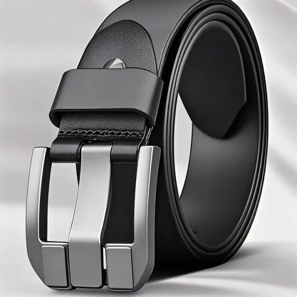 Men'S Genuine Leather Belt with Alloy Buckle - Stylish Black Design, Medium Width Suitable for Business and Casual Wear, Sweat-Resistant Technology, Perfect for Waist-Large Men, All-Season Use, Sports Jeans Accessory | Modern Buckle Design | Durable Alloy Buckle - Image 9