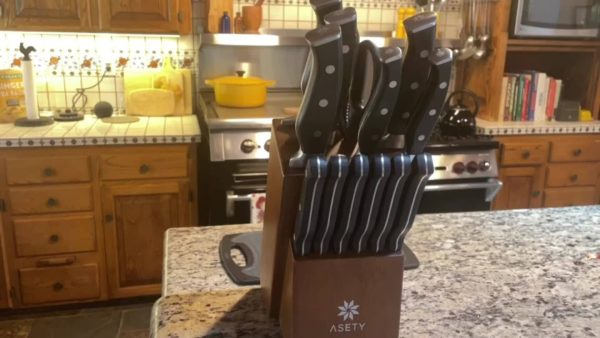 ASETY Knife Set, 15pcs Kitchen Knife Set with Built-in Knife Sharpener Block, German Stainless Steel Knife Block Set, NSF Food Safe, Gift for Men I Women, Complete 15pcs Kitchen Knife Set - Rust-Resistant Stainless Steel - Dishwasher Safe Knives - Image 8