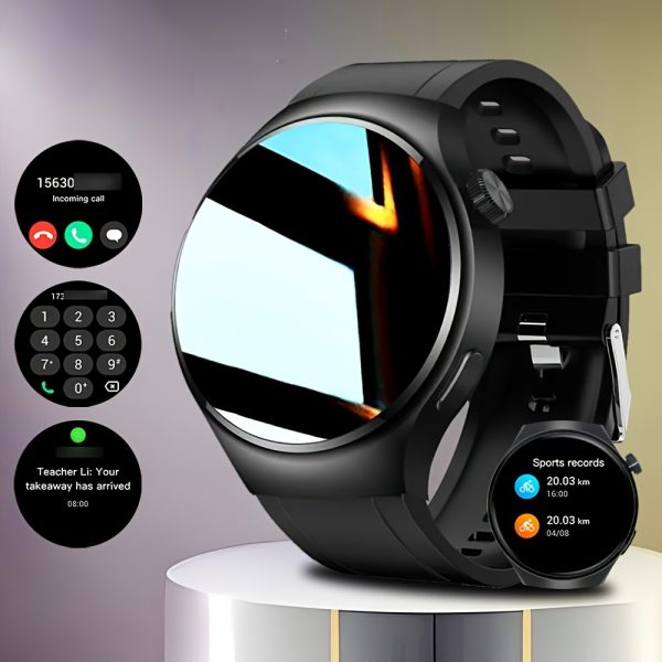 A Business Men's Smartwatch with Wireless Calling, Music, Pedometer, Activity Tracker, Digital Display, Zinc Alloy Case, USB Charging, Rechargeable Lithium Polymer Battery, Compatible with iPhone And Android - Round Dial, Electronic Drive, Perfect Gift Selection!