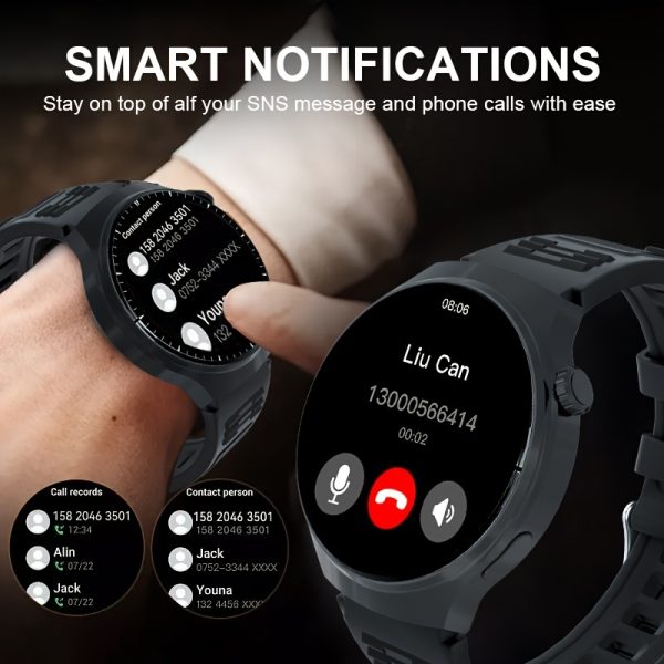 A Business Men's Smartwatch with Wireless Calling, Music, Pedometer, Activity Tracker, Digital Display, Zinc Alloy Case, USB Charging, Rechargeable Lithium Polymer Battery, Compatible with iPhone And Android - Round Dial, Electronic Drive, Perfect Gift Selection! - Image 2