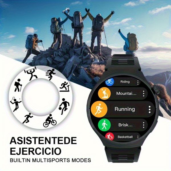 A Business Men's Smartwatch with Wireless Calling, Music, Pedometer, Activity Tracker, Digital Display, Zinc Alloy Case, USB Charging, Rechargeable Lithium Polymer Battery, Compatible with iPhone And Android - Round Dial, Electronic Drive, Perfect Gift Selection! - Image 16