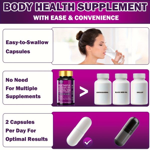 Liver Health Supplement - 28-IN-1 Super Natural Herbal Formula For Liver And Digestion Support - Extra Strength Milk Thistle Extract, Artichoke, Dandelion, Turmeric, 30-Day Supply - Image 6
