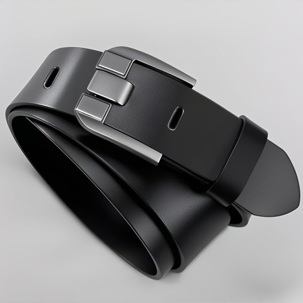 Men'S Genuine Leather Belt with Alloy Buckle - Stylish Black Design, Medium Width Suitable for Business and Casual Wear, Sweat-Resistant Technology, Perfect for Waist-Large Men, All-Season Use, Sports Jeans Accessory | Modern Buckle Design | Durable Alloy Buckle - Image 5