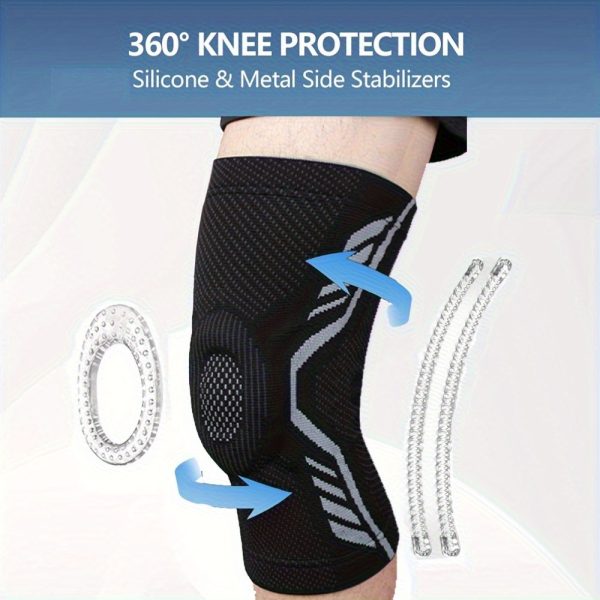 Professional Knee Brace with Patella Pad and Side Stabilizers- Adjustable Compression Sleeve for Running, Exercise, and Injury Support, Black Knee Brace with Flexible Metal Straps for Stability and Comfort, Breathable Fabric - Image 2