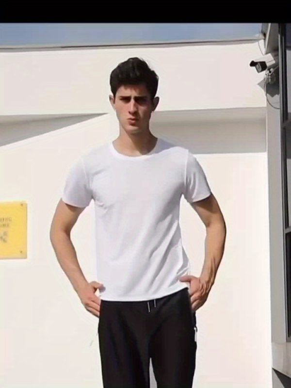 8pcs Men's Ultra-Light White T-Shirts Polyester - Image 7