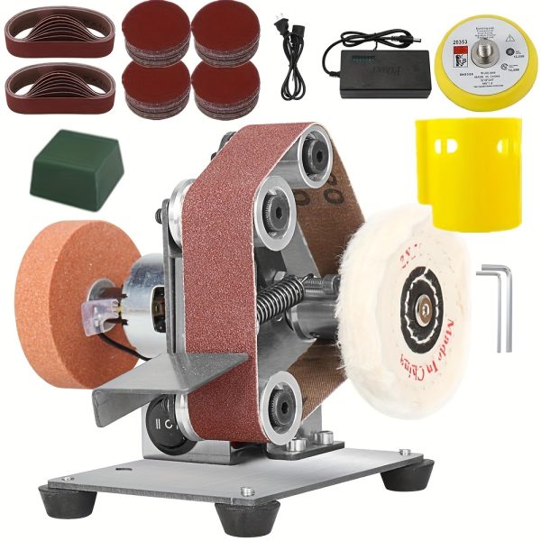 3-In-1 Mini Belt Sander, Electric Spindle Sander, 15° Belt Sander For Knife Making, 7 Adjustable Speed Knife Polishing Kit, Power Belt Sanders For Metal, Wood, DIY, Handcraft, And Tool & Knife Sharpening, Plus Kit With Comprehensive Accessories - Image 6
