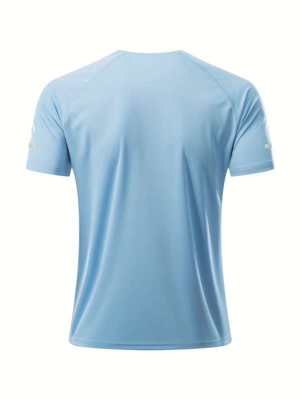 5pcs Men'S Casual Athletic T-Shirts - Breathable Polyester, Quick-Dry & Moisture-Wicking, Reflective Shoulder Design for Gym, Cycling, Running, Fishing & Basketball - Lightweight, 11 Colors, Gym Shirts, Knit - Image 5