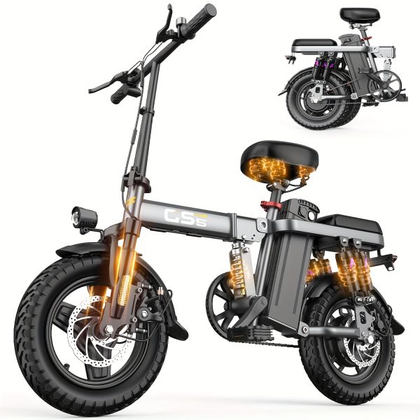 Adult Folding Electric Bike 740W Peak Motor 20 MPH 35-Mile Range 48V Removable Battery 14" Compact Alloy Steel Frame Disc Brakes Black City Commuter E-Bike with High-Quality Accessories, Foldable Electric Bike, Urban Cycling, Sleek Design, Durable Build - Image 25