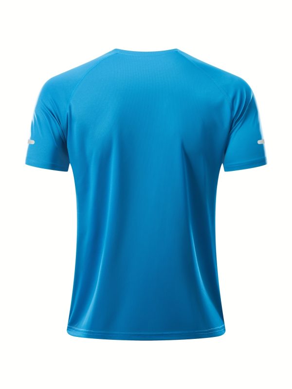 5pcs Men'S Casual Athletic T-Shirts - Breathable Polyester, Quick-Dry & Moisture-Wicking, Reflective Shoulder Design for Gym, Cycling, Running, Fishing & Basketball - Lightweight, 11 Colors, Gym Shirts, Knit - Image 8