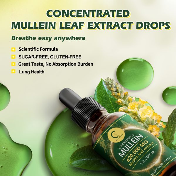 GPGP Greenpeple Mullein Drops for Lungs - Lung Health Supplement- Mullein Leaf Extract Liquid Tincture, Powerful Herbals Extract Formula for Breathing Comfort,Support for Respiratory, Immune, Digestive System, Natural Herbal Supplement, 2 FL OZ/60 ML - Image 4