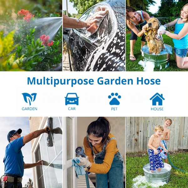 100ft Garden Hose With 10-Function High-Pressure Spray Nozzle, Lightweight, Non-Expandable Water Hose For Yard, Lawn, Car Wash & Outdoor Use, 25/50/75/100FT Choosable - Image 2