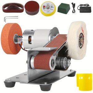 3-In-1 Mini Belt Sander, Electric Spindle Sander, 15° Belt Sander For Knife Making, 7 Adjustable Speed Knife Polishing Kit, Power Belt Sanders For Metal, Wood, DIY, Handcraft, And Tool & Knife Sharpening, Plus Kit With Comprehensive Accessories