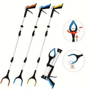 A Super Long 43-Inch Grabbing Tool with a Magnetic Tip, a Foldable Litter Picker, Lightweight Aluminum Arm Extender, Multi-Angle Grabbing, Non-Electric Litter Picker for Seniors - Perfect for Bedrooms, Bathrooms, Kitchens, Patios, And Floors.
