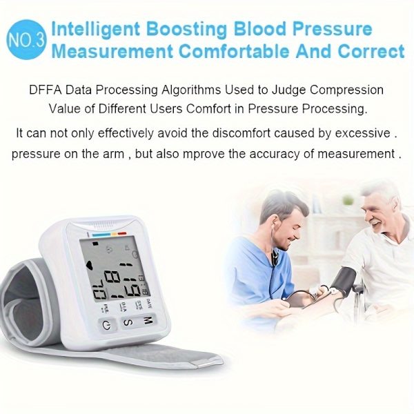 1pc TAIKON Wrist Blood Pressure Monitor with LCD Display, Adjustable Cuff, Pulse Rate Detection, and Irregular Heartbeat Alert - Battery Operated (Batteries Not Included), Blood Pressure Measurement | Comprehensive Display | Sound Playback Feature - Image 9
