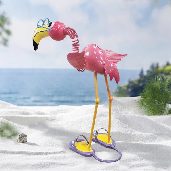 1pc Flamingo Metal Statue Garden Yard Art, Freestanding Quirky Bird Sculpture, Playful Beach-Themed Lawn Ornament, Electricity-Free Decorative Accessory for All Occasions - Image 3