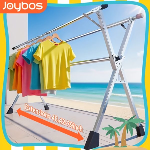 Clothes Drying Rack 78.7 Inches Folding Outdoor Indoor, Drying Rack Clothing Collapsible, Foldable Laundry Drying Rack, Heavy Duty Stainless Steel Clothesline, Drying Racks - Image 2