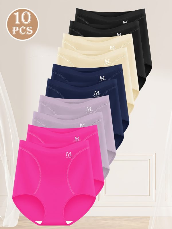 10-Pack MIOTAN Women's High-Waisted Tummy Control Seamless Panties - Image 5