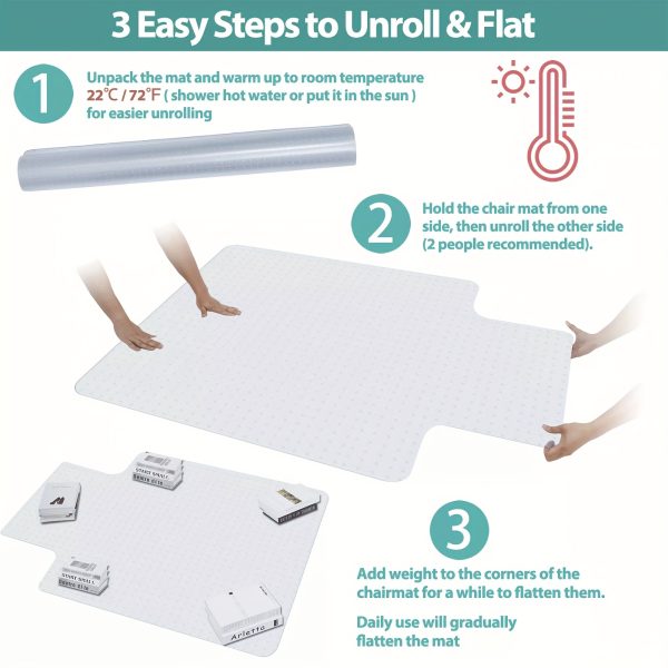 Chair Mat For Carpet, 47'' X 35'' Clear Computer Desk Chair Mat For Low Pile Carpeted Floors, Easy Glide Plastic Floor Mat For Office Chair On Carpet Protection - Image 4