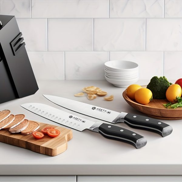 ASETY Knife Set, 15pcs Kitchen Knife Set with Built-in Knife Sharpener Block, German Stainless Steel Knife Block Set, NSF Food Safe, Gift for Men I Women, Complete 15pcs Kitchen Knife Set - Rust-Resistant Stainless Steel - Dishwasher Safe Knives - Image 7