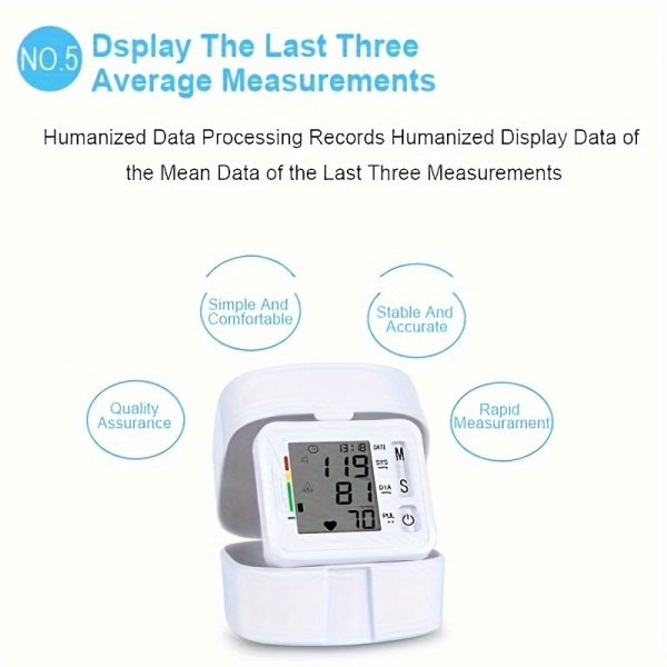 1pc TAIKON Wrist Blood Pressure Monitor with LCD Display, Adjustable Cuff, Pulse Rate Detection, and Irregular Heartbeat Alert - Battery Operated (Batteries Not Included), Blood Pressure Measurement | Comprehensive Display | Sound Playback Feature - Image 11