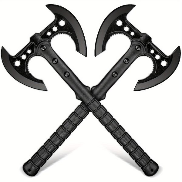 Axe Set, 2 Pack 16'' Axes With Sheath, For Backyard, Hand Forged Viking Axes Set Bushcraft Axes With Wooden Handle, Hand Forged Carving Axes, For Chopping Wood, Gardening Black, Gift For Family And Friend