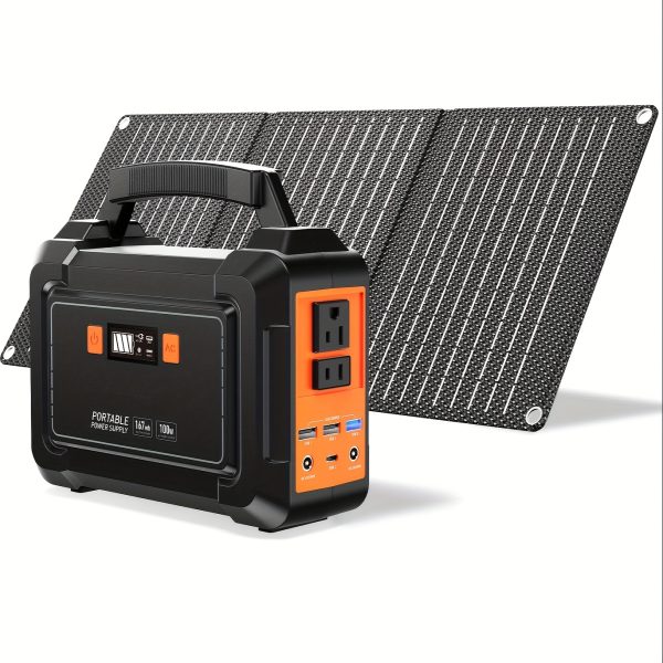 Portable Power Station 200W/300W Peak Camping Solar Generator 155Wh/167Wh/296Wh Power Bank with 30/60W Solar Panel with AC Outlet 110V with Multi-Output LED Flashlights for CPAP Home Camping Hurricane Emergency - Image 5