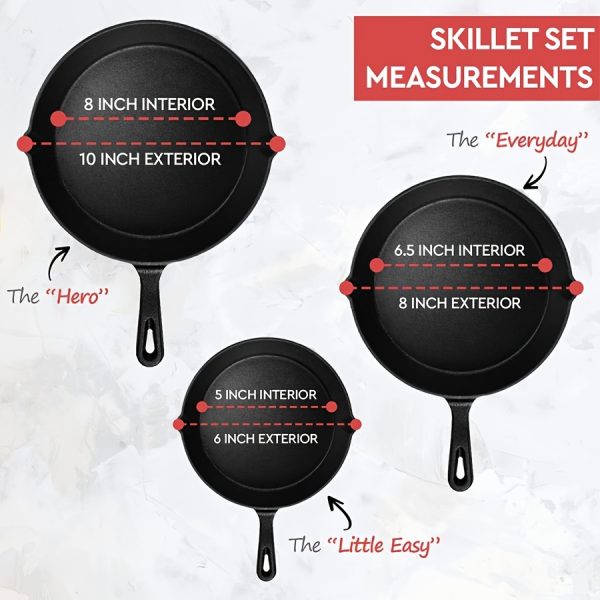 Cast Iron Skillet 3pcs-4pcs and 5pcs Cast Iron Skillet Set - Image 7