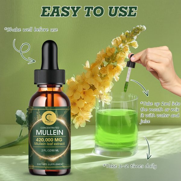 GPGP Greenpeple Mullein Drops for Lungs - Lung Health Supplement- Mullein Leaf Extract Liquid Tincture, Powerful Herbals Extract Formula for Breathing Comfort,Support for Respiratory, Immune, Digestive System, Natural Herbal Supplement, 2 FL OZ/60 ML - Image 5