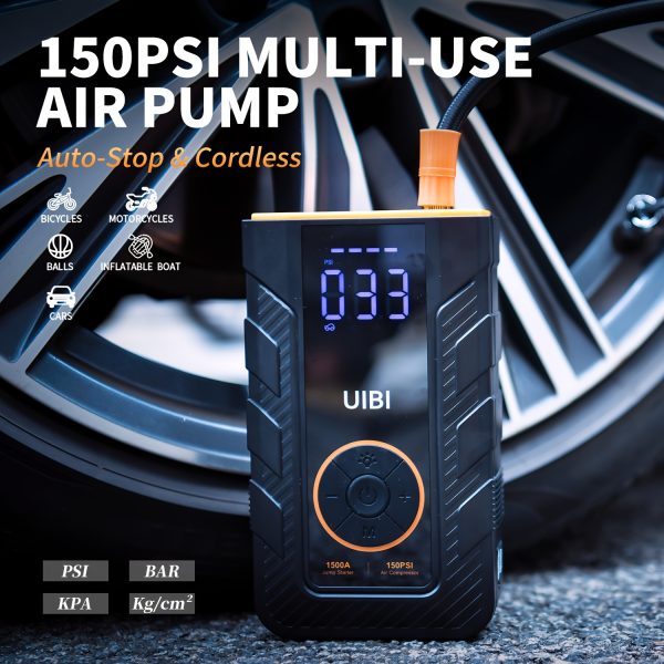 Portable Car Jump Starter & Tire Inflator With 45W Fast Charge - Ultimate Gift For Camping, Road Trips, 150PSI High Pressure, 10-in-1 Safety Protections, Compact Dual-Purpose - Image 2